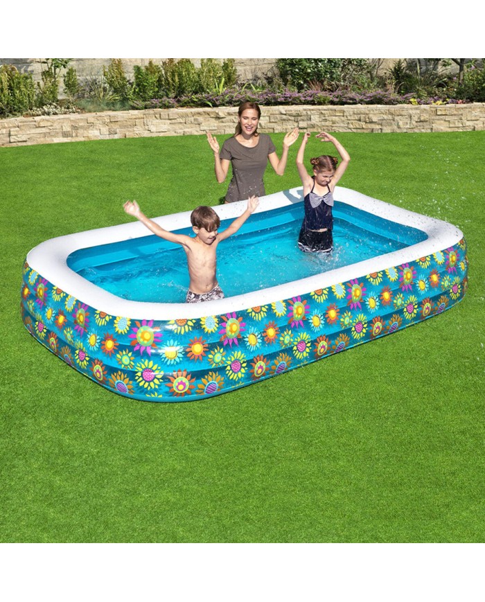 Bestway Piscina Gonfiabile 3 Camere Floreale 305x183x56 cm +6 Anni Giardino 54121 Bestway Piscina Gonfiabile 3 Camere Floreale 305x183x56 cm +6 Anni Giardino 54121