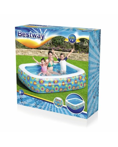 Bestway Piscina Gonfiabile 3 Camere Floreale 229x152x56 cm +6 Anni Giardino 54120