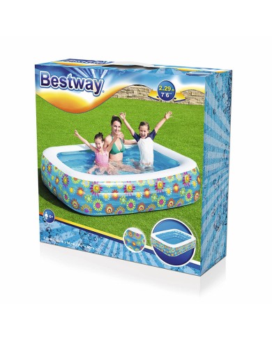 Bestway Piscina Gonfiabile 3 Camere Floreale 229x152x56 cm +6 Anni Giardino 54120