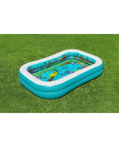 Bestway Piscina Gonfiabile 2 Camere Fondo 3D Marina con Accessori 262x175x51 cm +3 Anni Giardino 54177