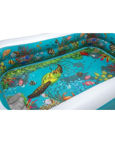 Bestway Piscina Gonfiabile 2 Camere Fondo 3D Marina con Accessori 262x175x51 cm +3 Anni Giardino 54177
