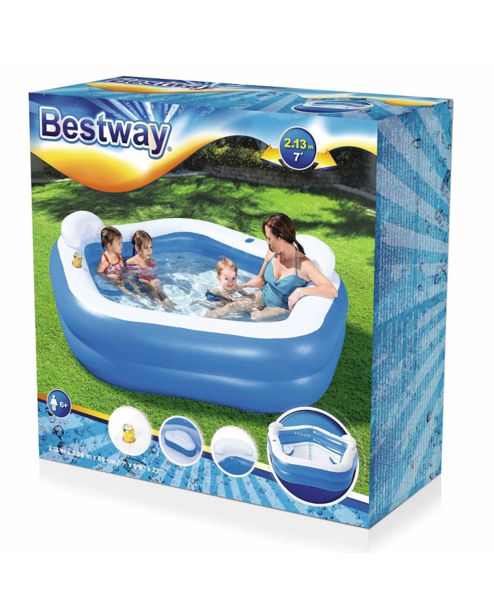 Bestway Piscina Gonfiabile 2 Camere Family 213x206x69 cm +6 Anni Giardino 54153 Bestway Piscina Gonfiabile 2 Camere Family 213x206x69 cm +6 Anni Giardino 54153