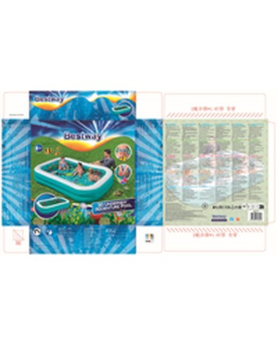 Bestway Piscina Gonfiabile 2 Camere Fondo 3D Marina con Accessori 262x175x51 cm +3 Anni Giardino 54177