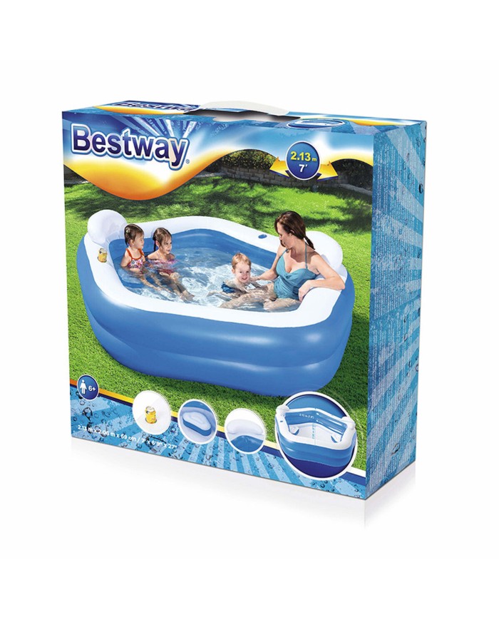Bestway Piscina Gonfiabile 2 Camere Family 213x206x69 cm +6 Anni Giardino 54153 Bestway Piscina Gonfiabile 2 Camere Family 213x206x69 cm +6 Anni Giardino 54153