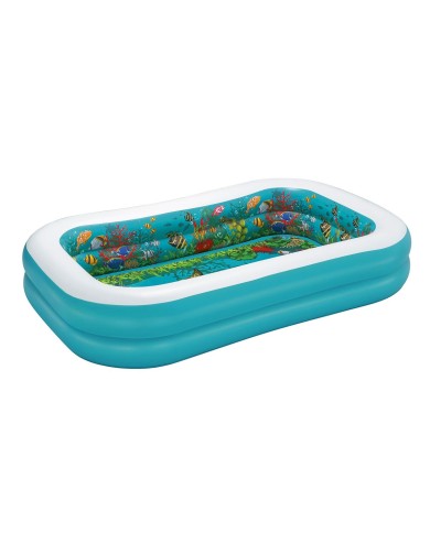 Bestway Piscina Gonfiabile 2 Camere Fondo 3D Marina con Accessori 262x175x51 cm +3 Anni Giardino 54177