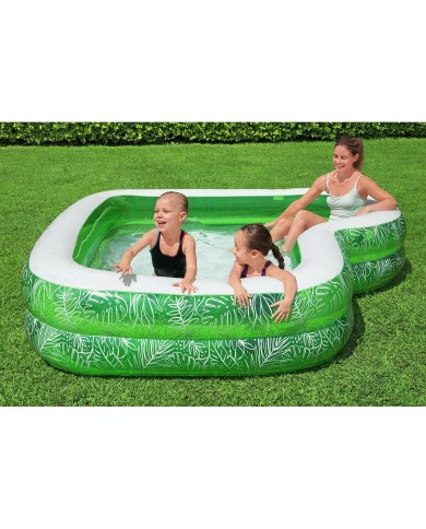 Bestway Piscina Gonfiabile 2 Camere Tropical 231x231x51 cm +6 Anni Giardino 54336