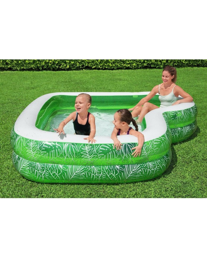 Bestway Piscina Gonfiabile 2 Camere Tropical 231x231x51 cm +6 Anni Giardino 54336