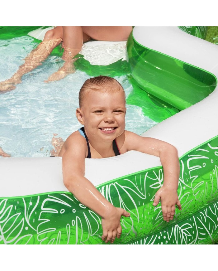 Bestway Piscina Gonfiabile 2 Camere Tropical 231x231x51 cm +6 Anni Giardino 54336