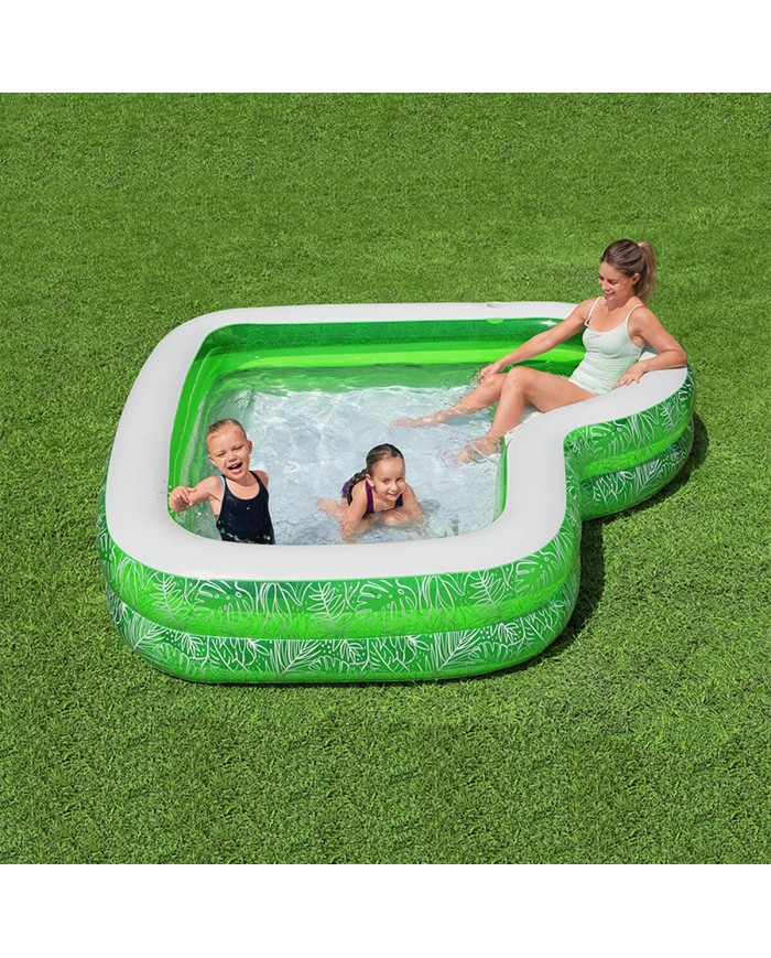 Bestway Piscina Gonfiabile 2 Camere Tropical 231x231x51 cm +6 Anni Giardino 54336