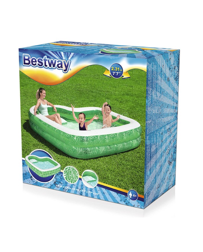 Bestway Piscina Gonfiabile 2 Camere Tropical 231x231x51 cm +6 Anni Giardino 54336