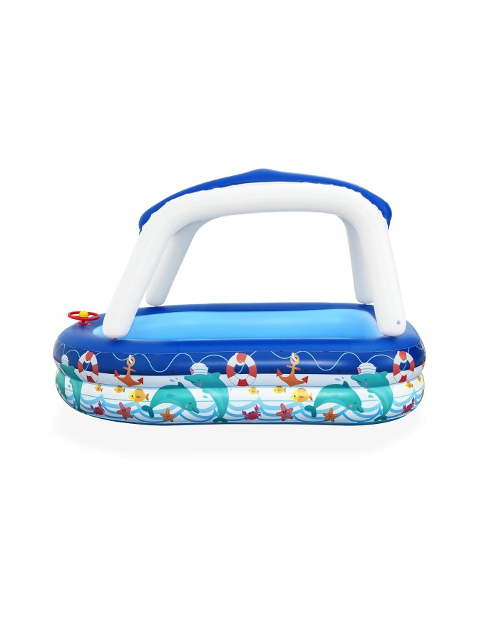 Bestway Piscina Gonfiabile Bambini Tetto Rimovibile Barca con Volante 213x155x132 cm +3 Anni Giardino 54370