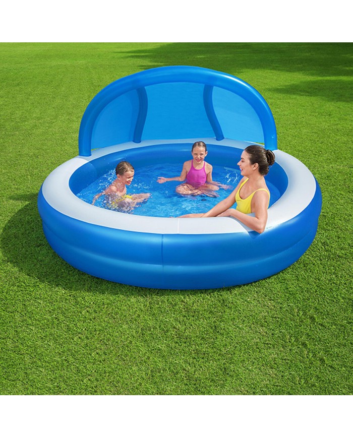 Bestway Piscina Gonfiabile 2 Camere Parasole 241x241x140 cm +6 Anni Giardino 54337