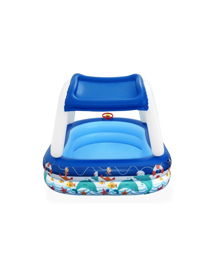 Bestway Piscina Gonfiabile Bambini Tetto Rimovibile Barca con Volante 213x155x132 cm +3 Anni Giardino 54370