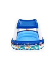 Bestway Piscina Gonfiabile Bambini Tetto Rimovibile Barca con Volante 213x155x132 cm +3 Anni Giardino 54370