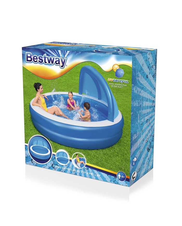 Bestway Piscina Gonfiabile 2 Camere Parasole 241x241x140 cm +6 Anni Giardino 54337