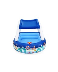 Bestway Piscina Gonfiabile Bambini Tetto Rimovibile Barca con Volante 213x155x132 cm +3 Anni Giardino 54370