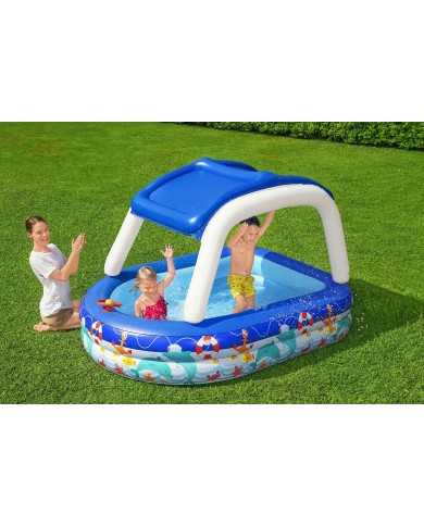 Bestway Piscina Gonfiabile Bambini Tetto Rimovibile Barca con Volante 213x155x132 cm +3 Anni Giardino 54370 Bestway Piscina Gonfiabile Bambini Tetto Rimovibile Barca con Volante 213x155x132 cm +3 Anni Giardino 54370