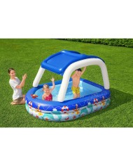 Bestway Piscina Gonfiabile Bambini Tetto Rimovibile Barca con Volante 213x155x132 cm +3 Anni Giardino 54370