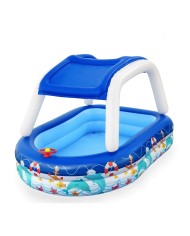 Bestway Piscina Gonfiabile Bambini Tetto Rimovibile Barca con Volante 213x155x132 cm +3 Anni Giardino 54370