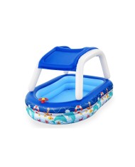 Bestway Piscina Gonfiabile Bambini Tetto Rimovibile Barca con Volante 213x155x132 cm +3 Anni Giardino 54370