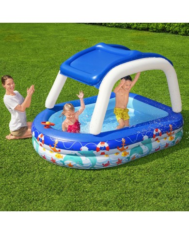 Bestway Piscina Gonfiabile Bambini Tetto Rimovibile Barca con Volante 213x155x132 cm +3 Anni Giardino 54370 Bestway Piscina Gonfiabile Bambini Tetto Rimovibile Barca con Volante 213x155x132 cm +3 Anni Giardino 54370