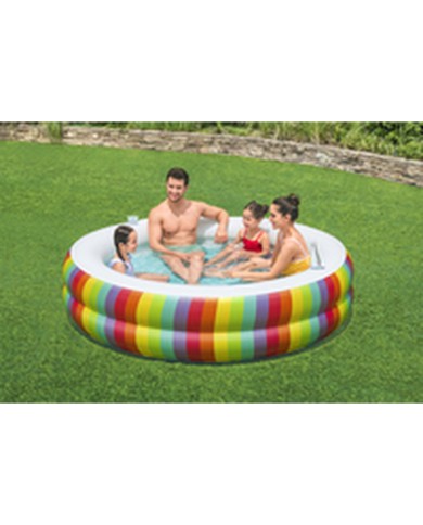 Bestway Piscina per Bambini 2 Anelli Arcobaleno 206x206x51 cm +6 Anni Giardino 54443
