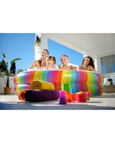 Bestway Piscina per Bambini 2 Anelli Arcobaleno 206x206x51 cm +6 Anni Giardino 54443