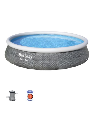 Bestway Piscina Gonfiabile Adulto Aro Ratan con Depuratore 396x84 cm Giardino 57376