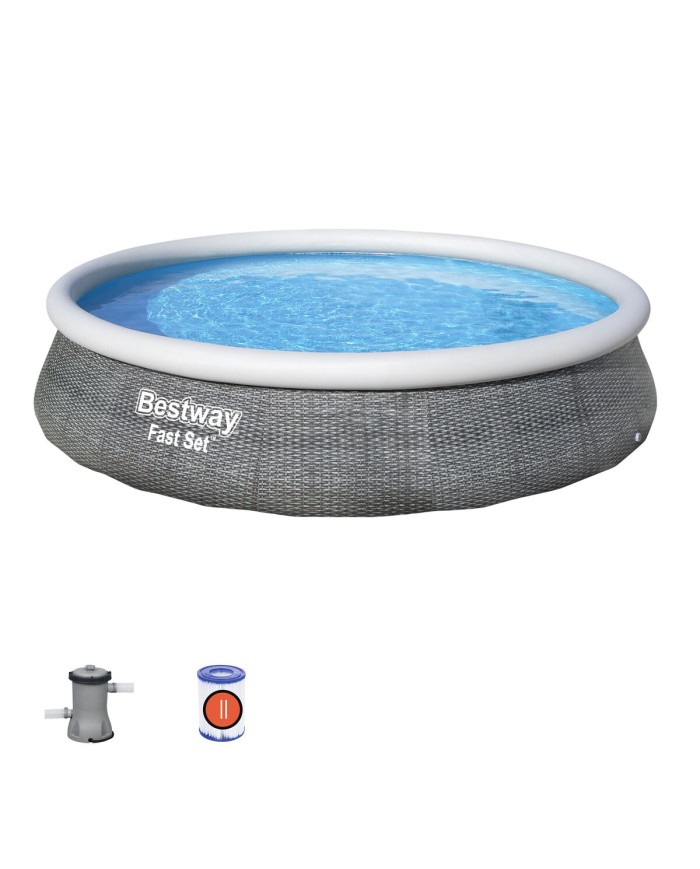 Bestway Piscina Gonfiabile Adulto Aro Ratan con Depuratore 396x84 cm Giardino 57376