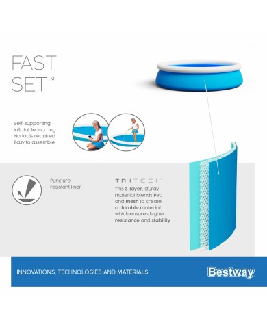 Bestway Piscina Gonfiabile Adulto Aro 183x51 cm Giardino 57392