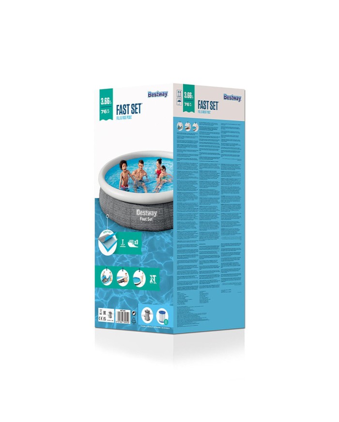 Bestway Piscina Gonfiabile per Adulti Aro Ratan con Depuratore 366x76 cm Giardino 57445 Bestway Piscina Gonfiabile per Adulti Aro Ratan con Depuratore 366x76 cm Giardino 57445